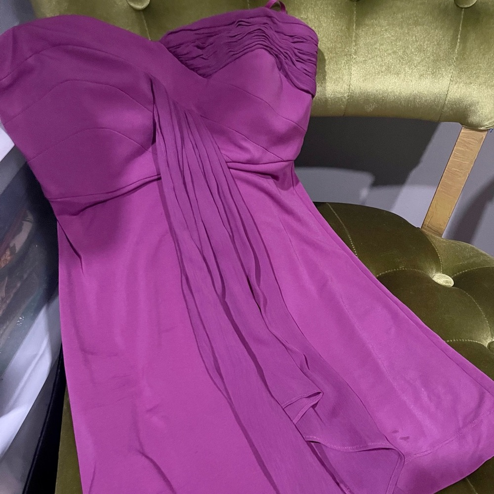 Hot pink BCBG top has gold zipper on back. Wear it with or without satin straps